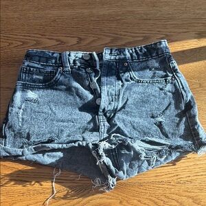 Distressed Denim High-Waisted Shorts